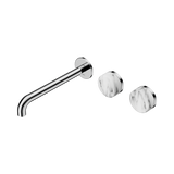 Nero Serenity Wall Basin Set 220Mm Offset Spout Chrome - Arabescato Corchia Handle