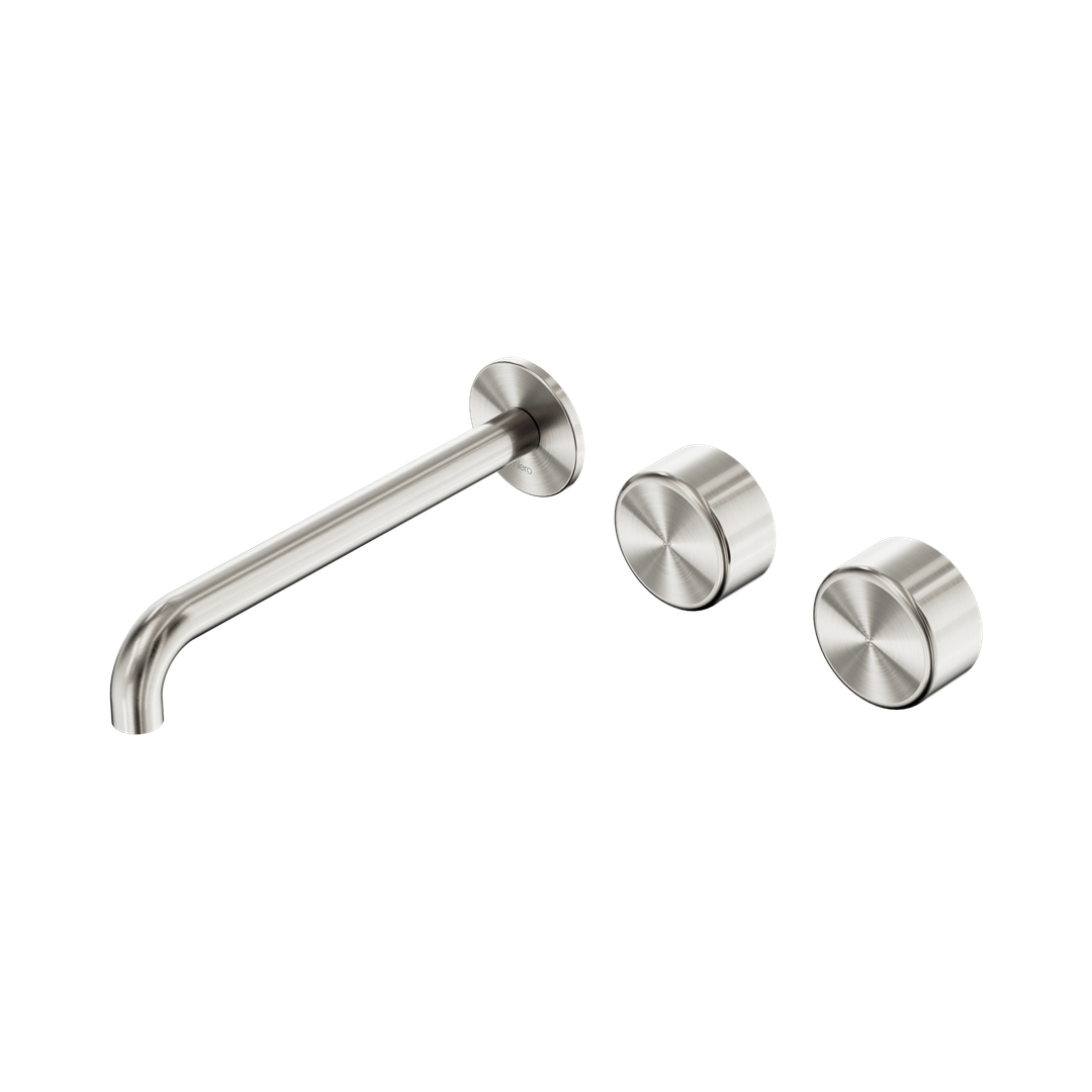 Nero Serenity Wall Basin Set 220Mm Offset Spout Brushed Nickel - Metal Handle