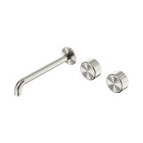 Nero Serenity Wall Basin Set 220Mm Offset Spout Brushed Nickel - Metal Handle