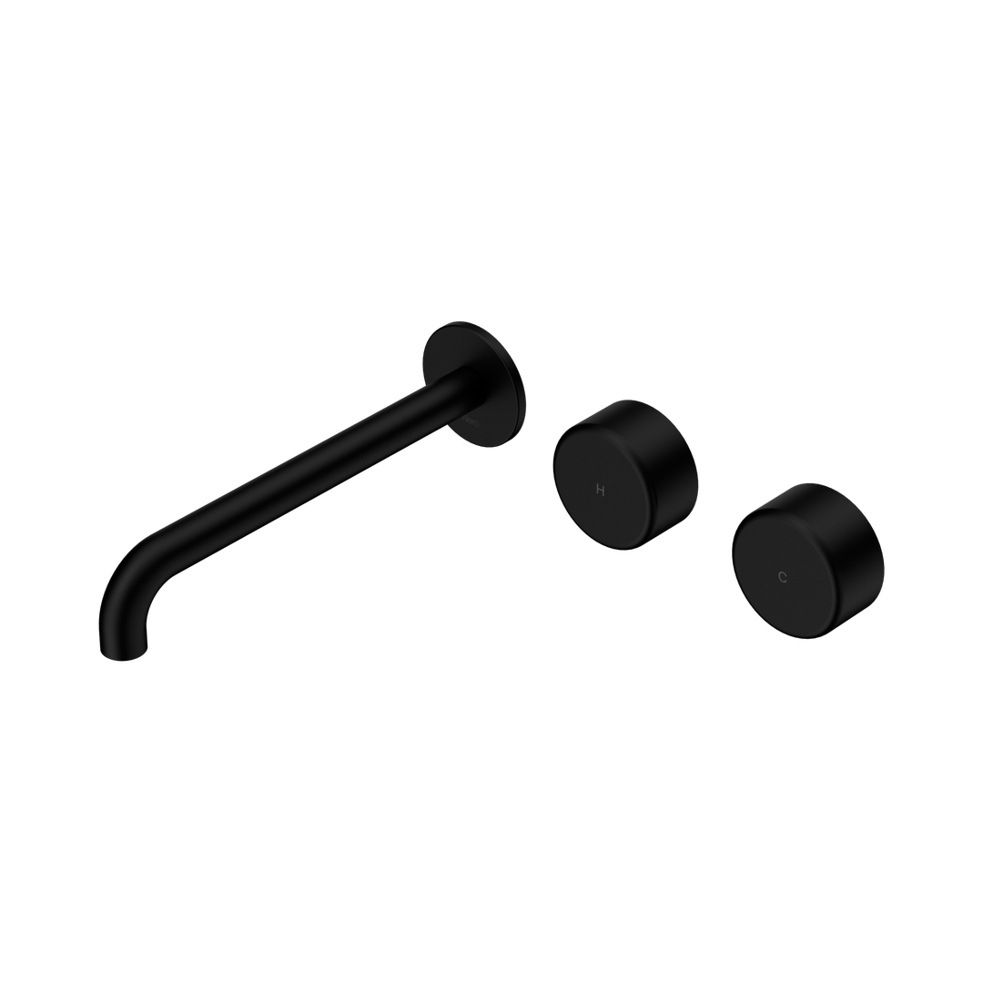 Nero Serenity Wall Basin Set 220Mm Offset Spout Matte Black - Metal Handle