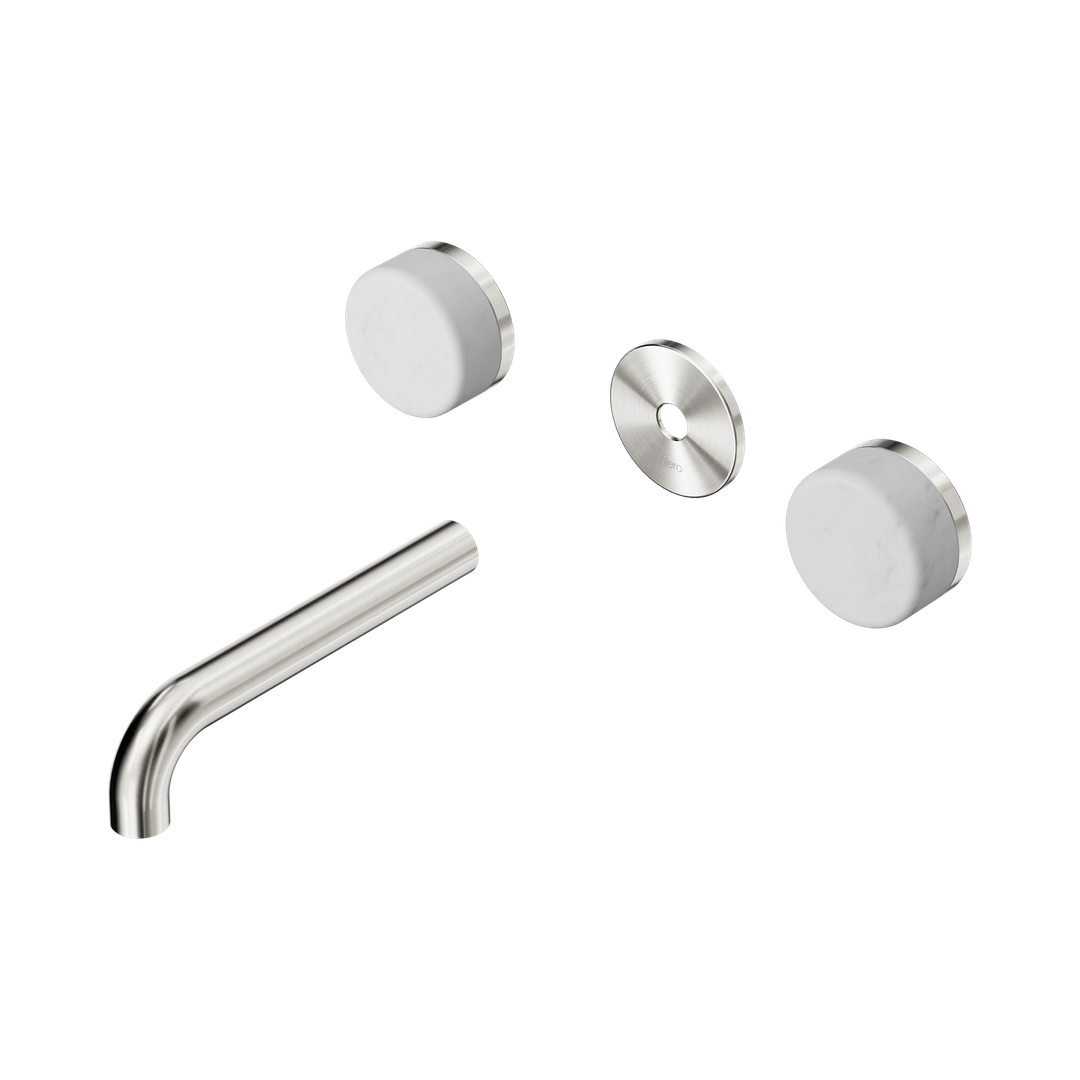 Nero Serenity Wall Basin Set 160Mm Spout Brushed Nickel - Carrara Handle Trim Kit Only
