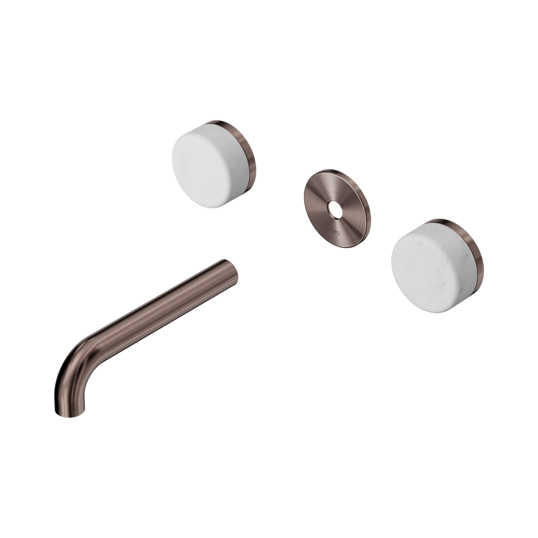 Nero Serenity Wall Basin Set 160Mm Spout Brushed Bronze - Carrara Handle Trim Kit Only
