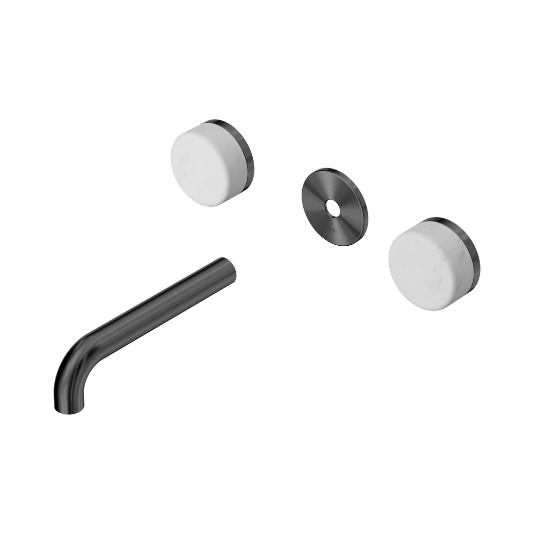 Nero Serenity Wall Basin Set 160Mm Spout Gunmetal - Carrara Handle Trim Kit Only