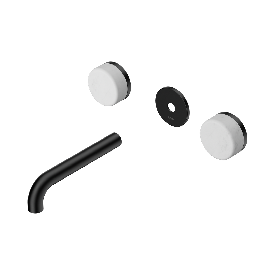 Nero Serenity Wall Basin Set 160Mm Spout Matte Black - Carrara Handle Trim Kit Only