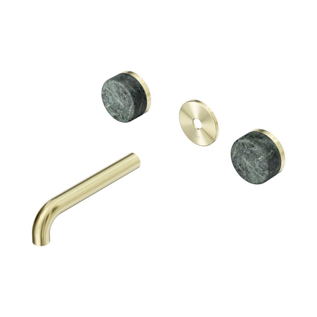 Nero Serenity Wall Basin Set 160Mm Spout Brushed Gold - Verde Alpi Handle Trim Kit Only