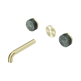 Nero Serenity Wall Basin Set 160Mm Spout Brushed Gold - Verde Alpi Handle Trim Kit Only