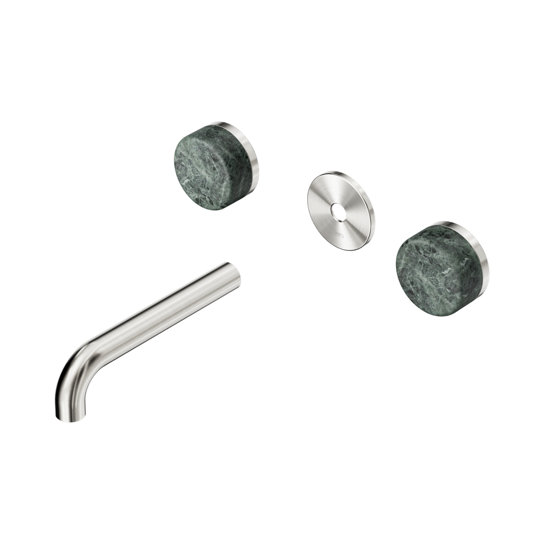 Nero Serenity Wall Basin Set 160Mm Spout Brushed Nickel - Verde Alpi Handle Trim Kit Only