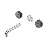 Nero Serenity Wall Basin Set 160Mm Spout Brushed Nickel - Verde Alpi Handle Trim Kit Only
