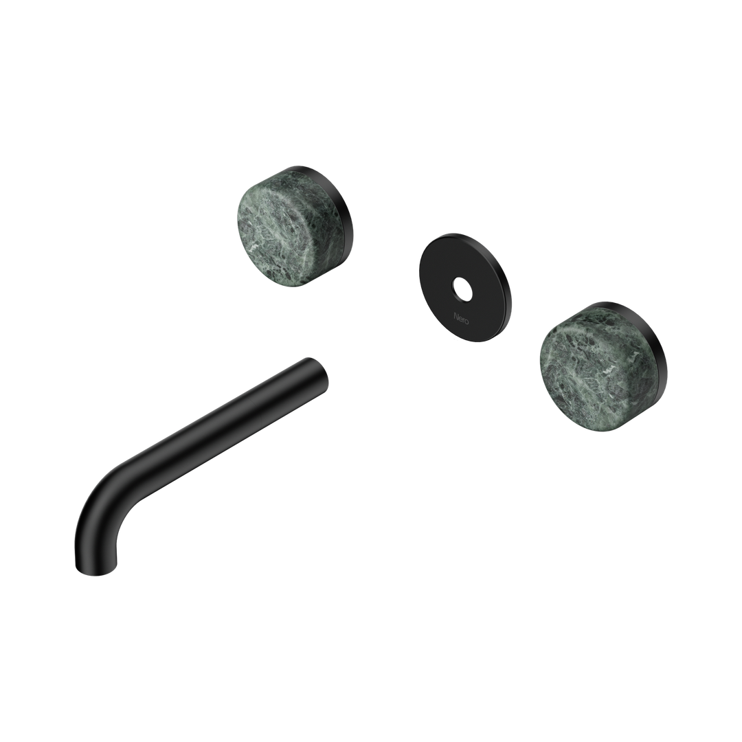 Nero Serenity Wall Basin Set 160Mm Spout Matte Black - Verde Alpi Handle Trim Kit Only