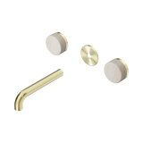 Nero Serenity Wall Basin Set 160Mm Spout - Brushed Gold Rome Travertine Handle Trim Kit Only