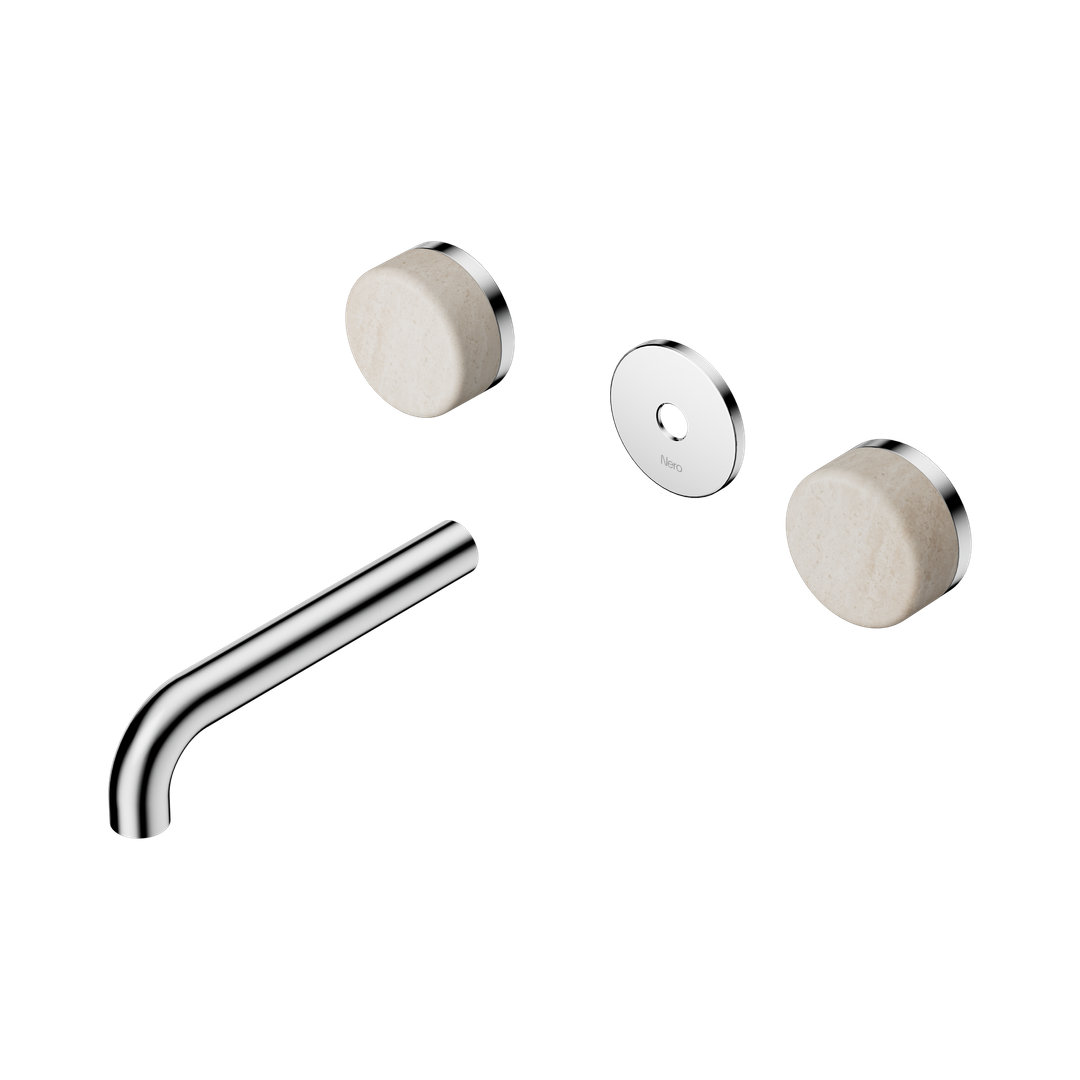 Nero Serenity Wall Basin Set 160Mm Spout Chrome - Rome Travertine Handle Trim Kit Only