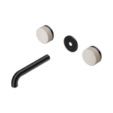 Nero Serenity Wall Basin Set 160Mm Spout Matte Black - Rome Travertine Handle Trim Kit Only