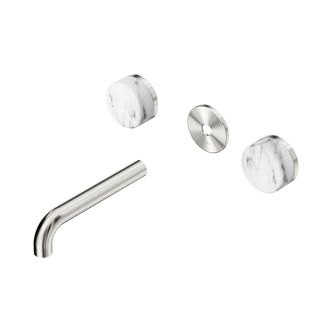 Nero Serenity Wall Basin Set 160Mm Spout - Brushed Nickel Arabescato Corchia Handle Trim Kit Only