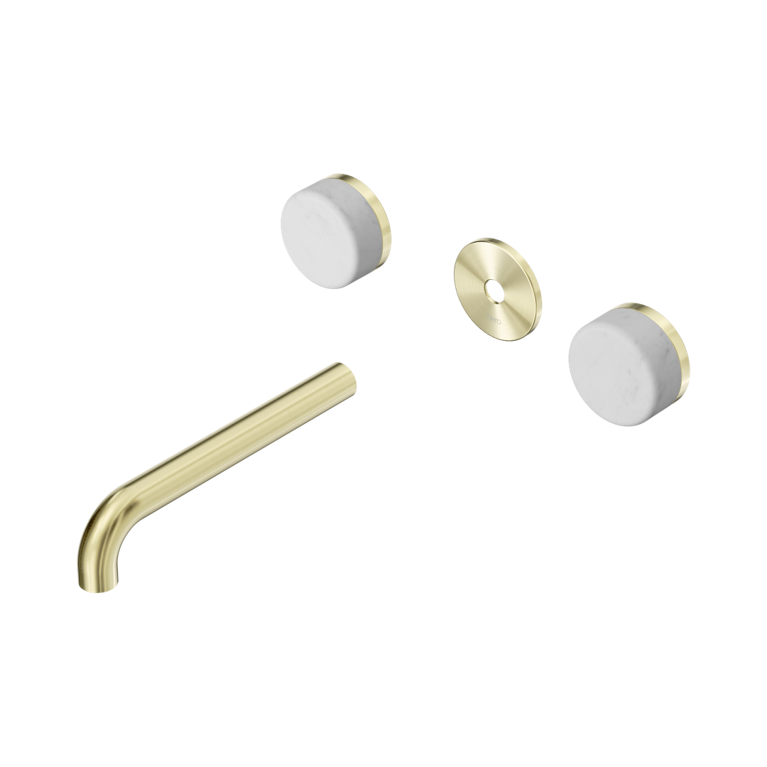Nero Serenity Wall Basin Set 185Mm Spout Brushed Gold - Carrara Handle Trim Kit Only