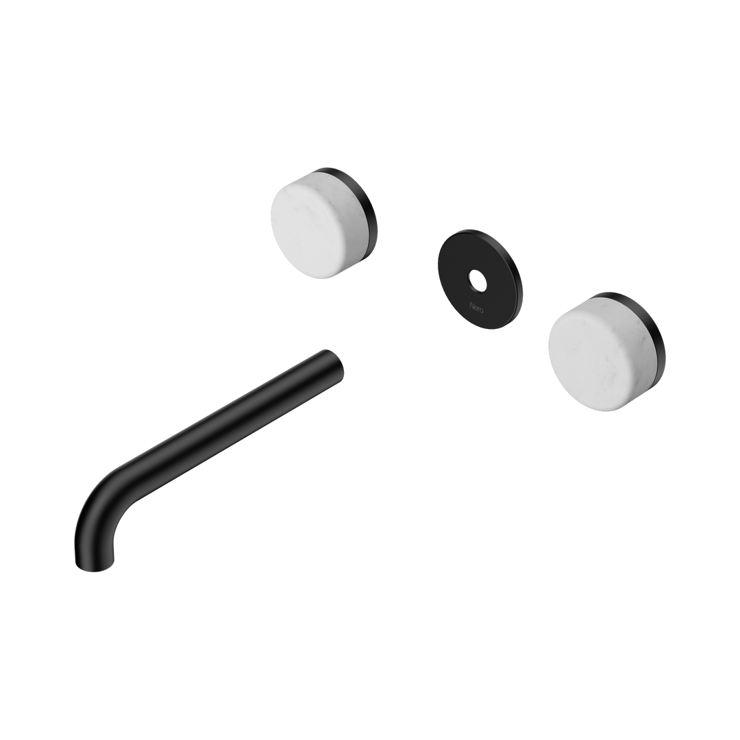 Nero Serenity Wall Basin Set 185Mm Spout Matte Black - Carrara Handle Trim Kit Only