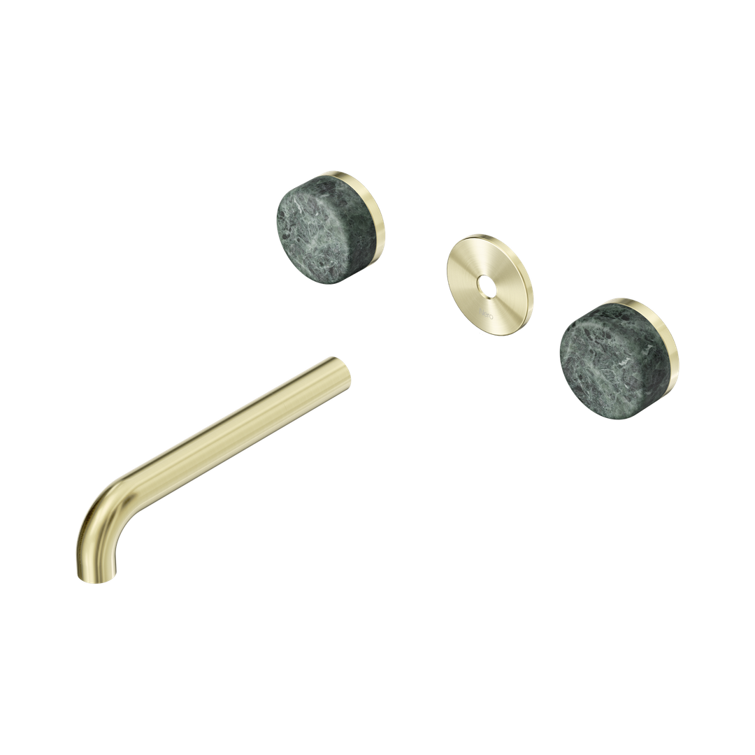 Nero Serenity Wall Basin Set 185Mm Spout Brushed Gold - Verde Alpi Handle Trim Kit Only