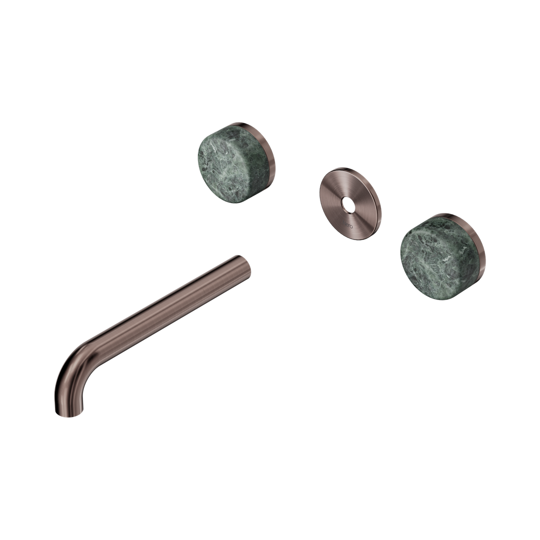 Nero Serenity Wall Basin Set 185Mm Spout Brushed Bronze - Verde Alpi Handle Trim Kit Only