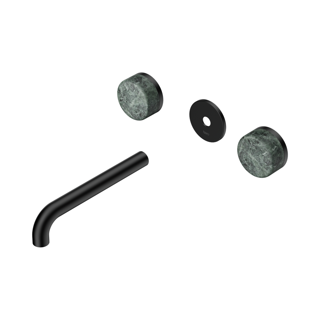 Nero Serenity Wall Basin Set 185Mm Spout Matte Black - Verde Alpi Handle Trim Kit Only