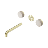 Nero Serenity Wall Basin Set 185Mm Spout - Brushed Gold Rome Travertine Handle Trim Kit Only