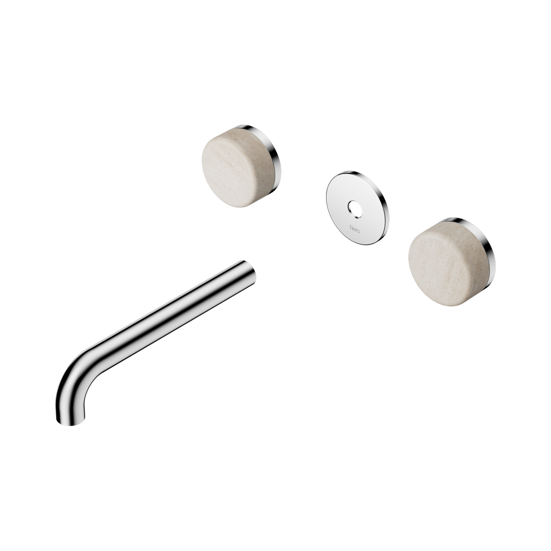 Nero Serenity Wall Basin Set 185Mm Spout Chrome - Rome Travertine Handle Trim Kit Only