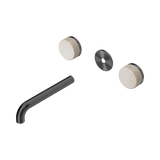 Nero Serenity Wall Basin Set 185Mm Spout Gunmetal - Rome Travertine Handle Trim Kit Only