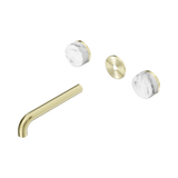 Nero Serenity Wall Basin Set 185Mm Spout - Brushed Gold Arabescato Corchia Handle Trim Kit Only