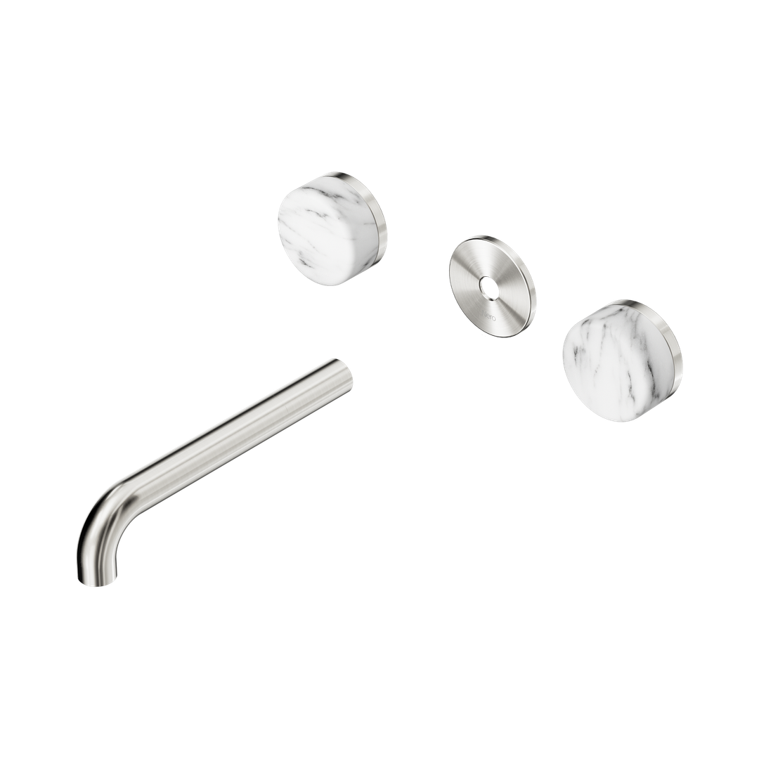 Nero Serenity Wall Basin Set 185Mm Spout - Brushed Nickel Arabescato Corchia Handle Trim Kit Only