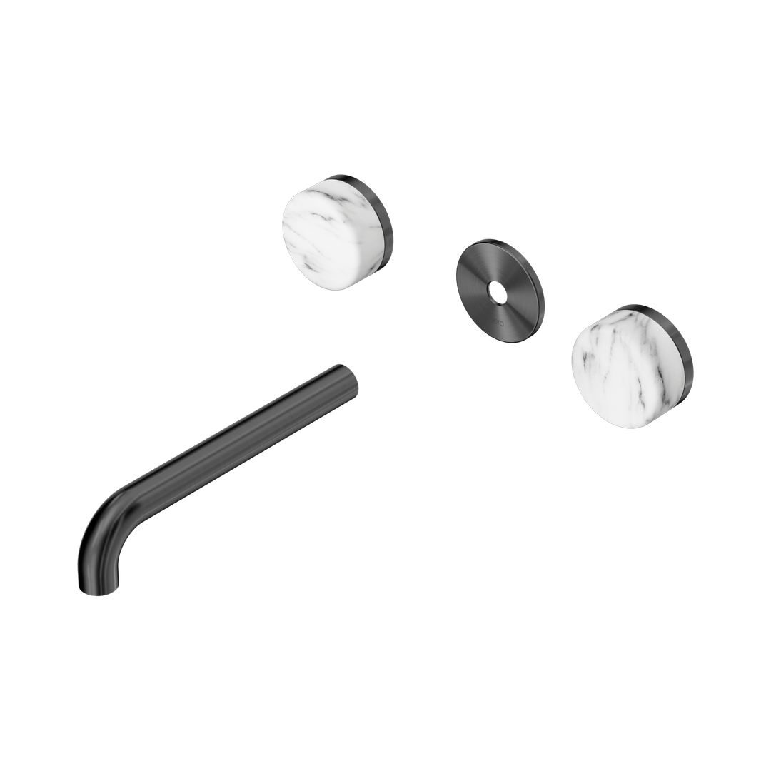 Nero Serenity Wall Basin Set 185Mm Spout - Gunmetal Arabescato Corchia Handle Trim Kit Only