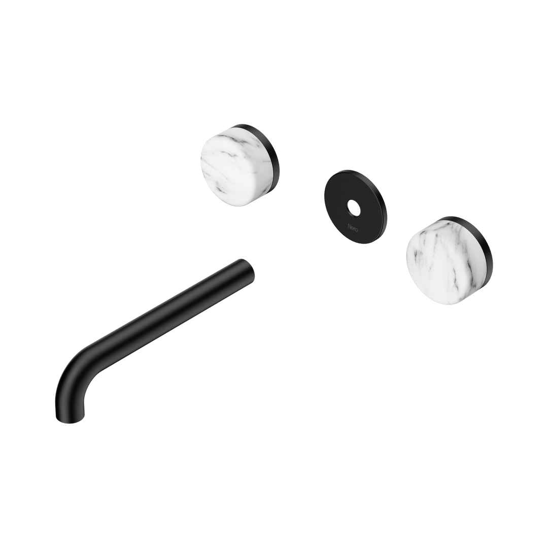 Nero Serenity Wall Basin Set 185Mm Spout Matte Black - Arabescato Corchia Handle Trim Kit Only