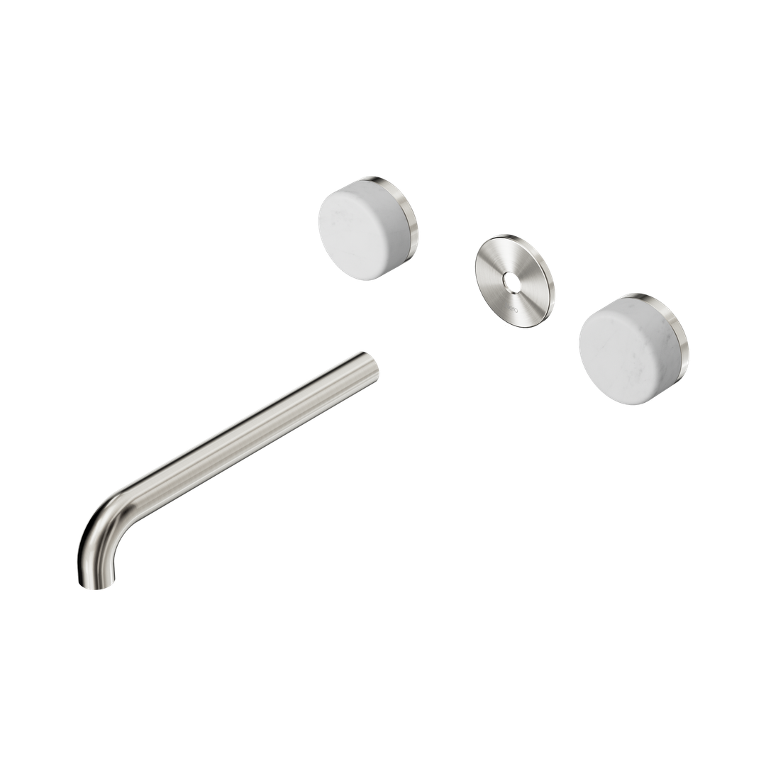 Nero Serenity Wall Basin Set 220Mm Spout Brushed Nickel - Carrara Handle Trim Kit Only