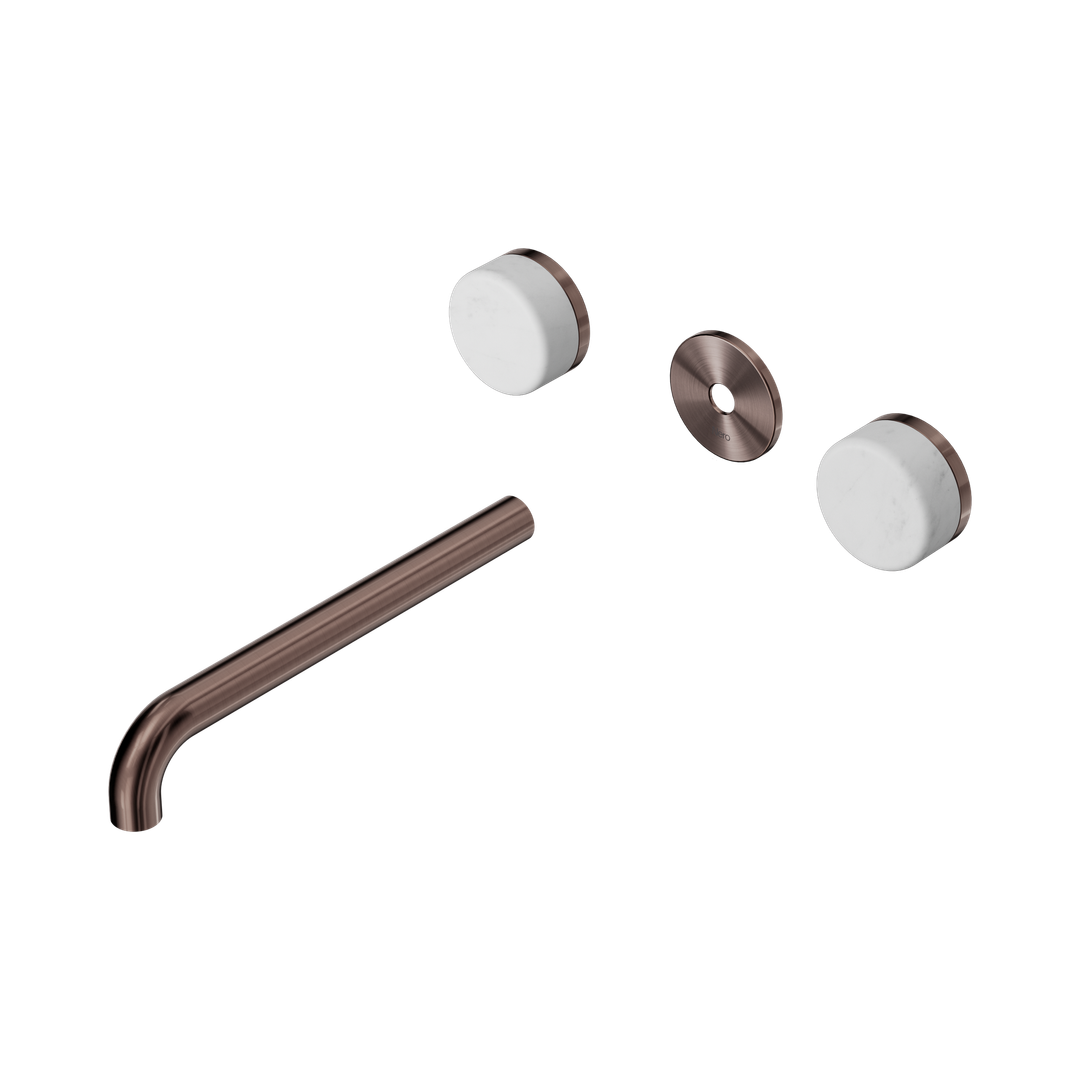 Nero Serenity Wall Basin Set 220Mm Spout Brushed Bronze - Carrara Handle Trim Kit Only
