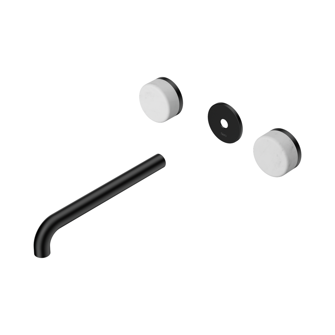 Nero Serenity Wall Basin Set 220Mm Spout Matte Black - Carrara Handle Trim Kit Only