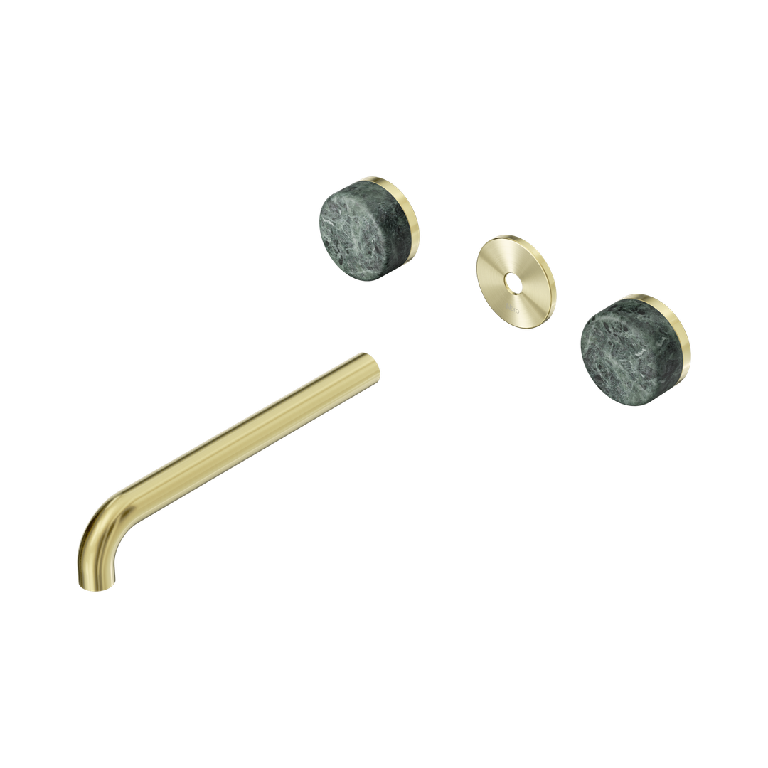 Nero Serenity Wall Basin Set 220Mm Spout Brushed Gold - Verde Alpi Handle Trim Kit Only