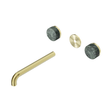 Nero Serenity Wall Basin Set 220Mm Spout Brushed Gold - Verde Alpi Handle Trim Kit Only