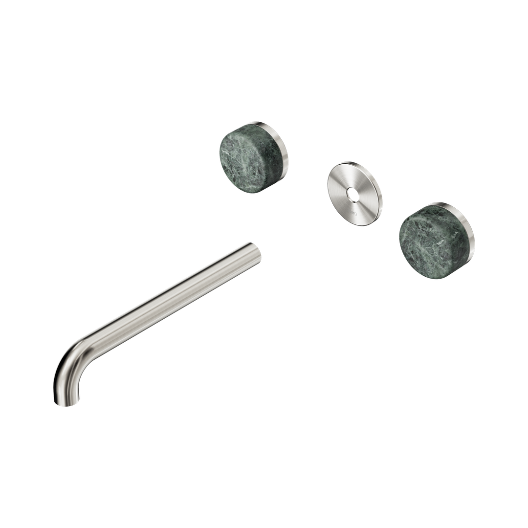 Nero Serenity Wall Basin Set 220Mm Spout Brushed Nickel - Verde Alpi Handle Trim Kit Only