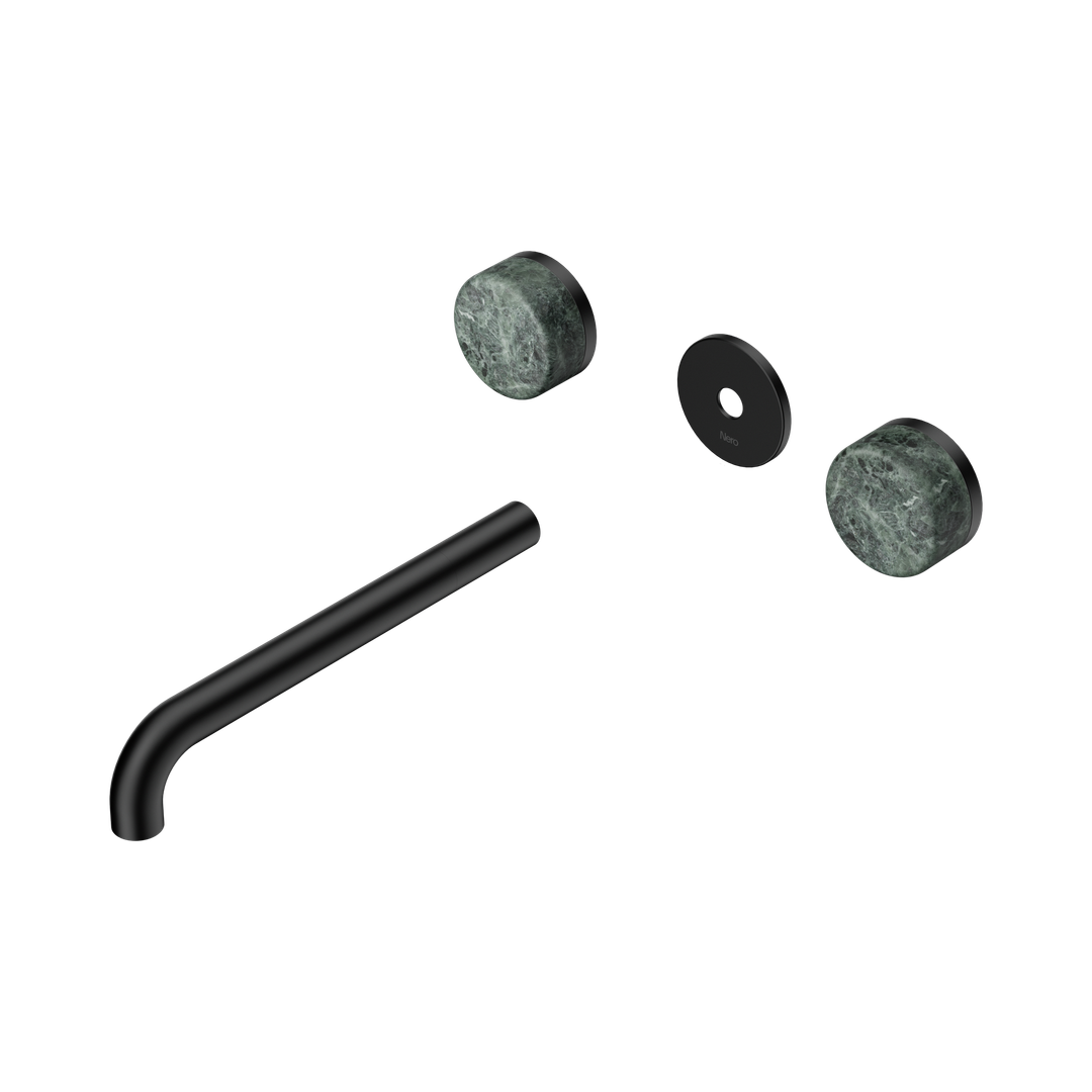 Nero Serenity Wall Basin Set 220Mm Spout Matte Black - Verde Alpi Handle Trim Kit Only