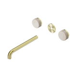 Nero Serenity Wall Basin Set 220Mm Spout - Brushed Gold Rome Travertine Handle Trim Kit Only
