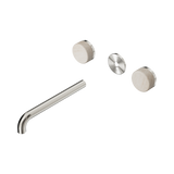 Nero Serenity Wall Basin Set 220Mm Spout Brushed Nickel - Rome Travertine Handle Trim Kit Only