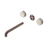 Nero Serenity Wall Basin Set 220Mm Spout Brushed Bronze - Rome Travertine Handle Trim Kit Only