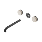 Nero Serenity Wall Basin Set 220Mm Spout Gunmetal - Rome Travertine Handle Trim Kit Only