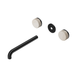 Nero Serenity Wall Basin Set 220Mm Spout Matte Black - Rome Travertine Handle Trim Kit Only