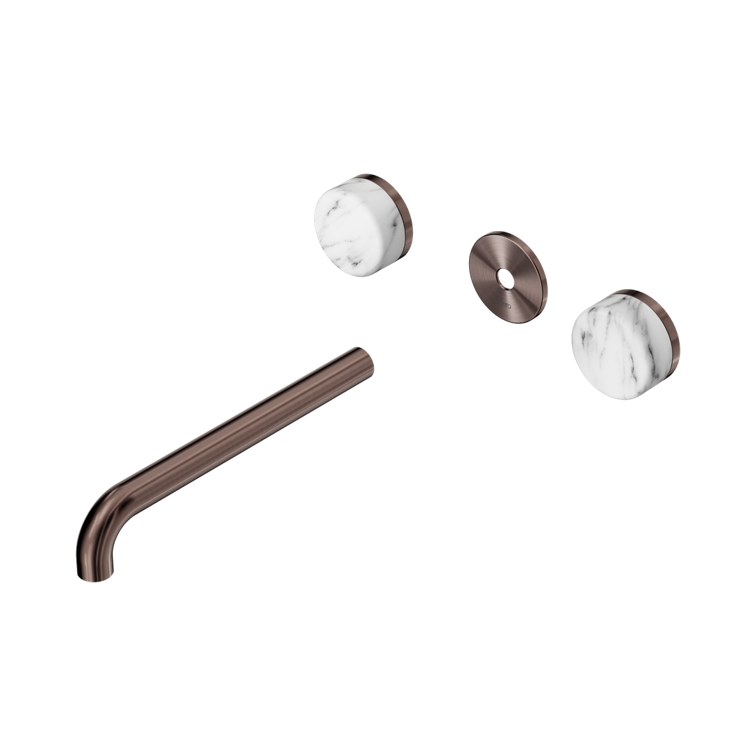 Nero Serenity Wall Basin Set 220Mm Spout - Brushed Bronze Arabescato Corchia Handle Trim Kit Only