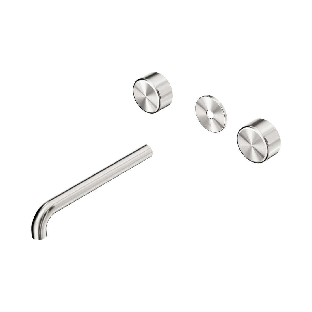Nero Serenity Wall Basin Set 220Mm Spout Brushed Nickel - Metal Handle Trim Kit Only