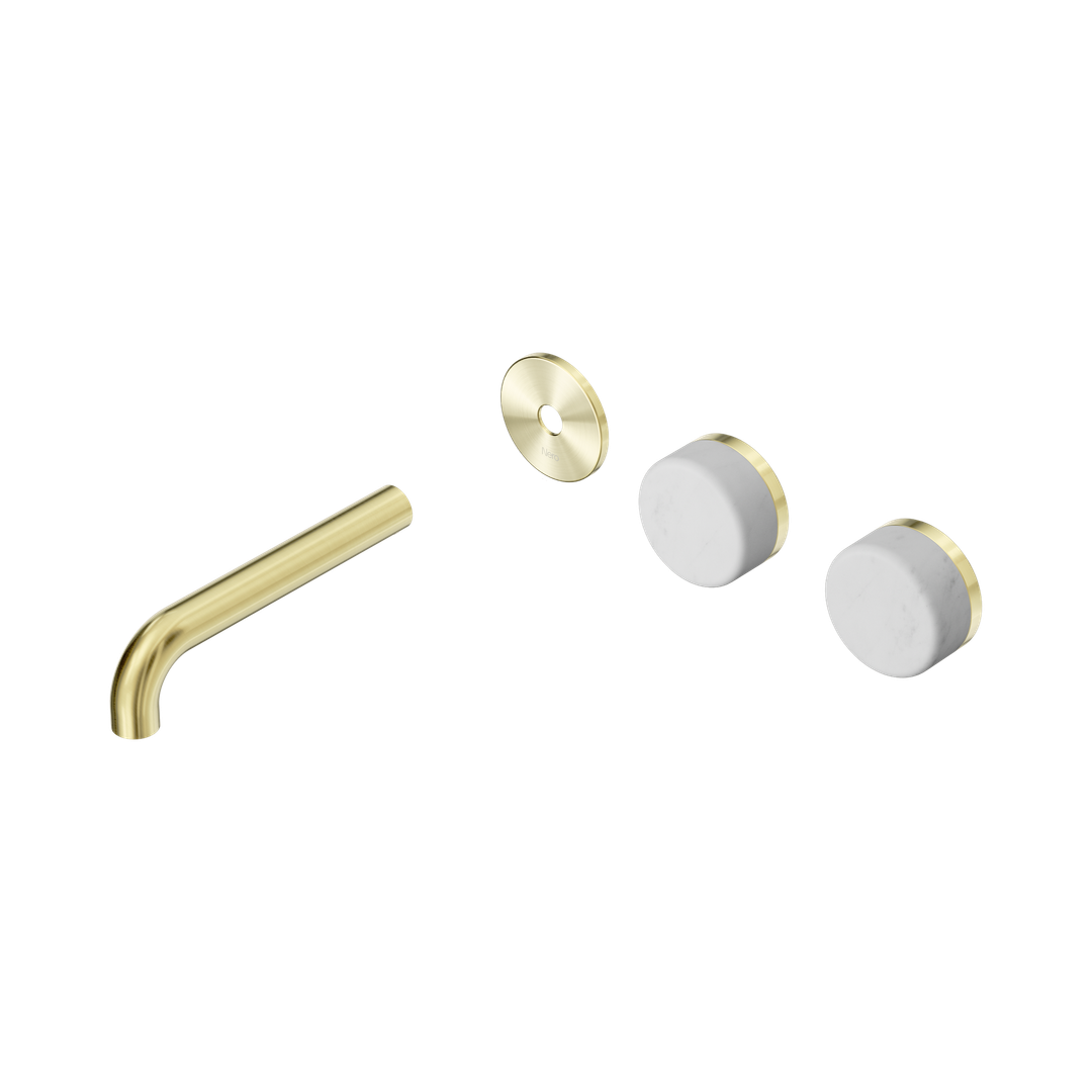 Nero Serenity Wall Basin Set 160Mm Offset Spout Brushed Gold - Carrara Handle Trim Kit Only