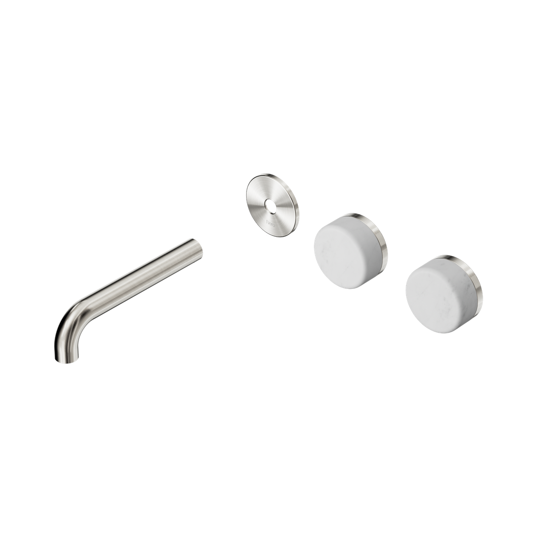 Nero Serenity Wall Basin Set 160Mm Offset Spout Brushed Nickel - Carrara Handle Trim Kit Only