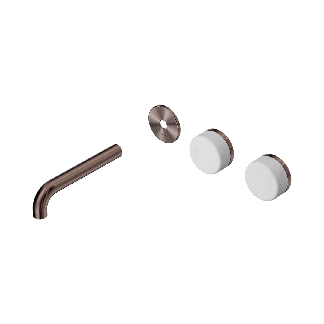 Nero Serenity Wall Basin Set 160Mm Offset Spout Brushed Bronze - Carrara Handle Trim Kit Only