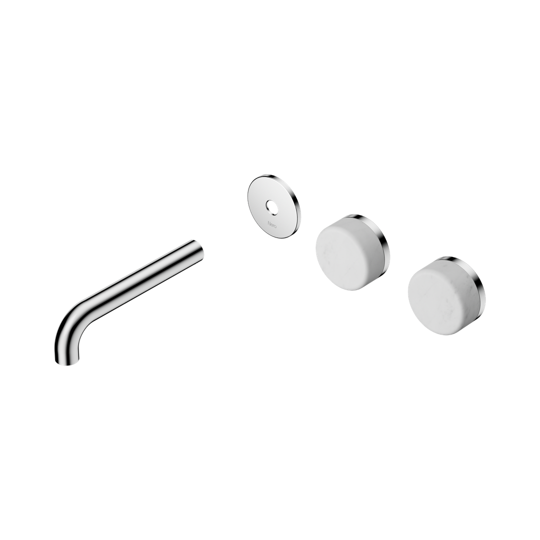 Nero Serenity Wall Basin Set 160Mm Offset Spout Chrome - Carrara Handle Trim Kit Only