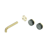 Nero Serenity Wall Basin Set 160Mm Offset Spout Brushed Gold - Verde Alpi Handle Trim Kit Only