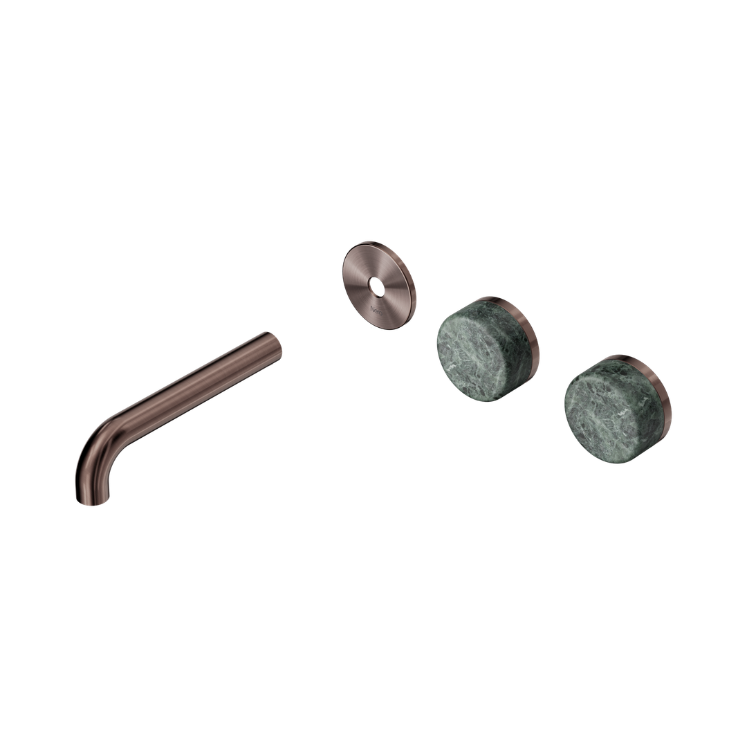 Nero Serenity Wall Basin Set 160Mm Offset Spout - Brushed Bronze Verde Alpi Handle Trim Kit Only