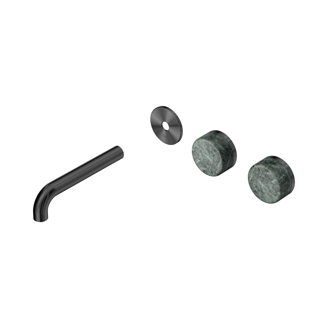 Nero Serenity Wall Basin Set 160Mm Offset Spout Gunmetal - Verde Alpi Handle Trim Kit Only